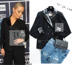 シャネル ジャケット CHANEL ブラック ウール 女優 パク シネ着 パテント レザー 襟 カール・ラガーフェルド 80万 超美品 36のサムネイル