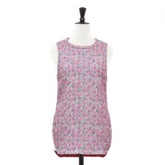 【美品】BACCA バッカ タンクトップ レッド系 サイズ:36(9号) 24秋冬 フラワージャガード ストレッチタンクトップ プルオーバー クルーネック ノースリーブ サイドスリット 花柄 凹凸 日本製 トップス【レディース】【中古】のサムネイル