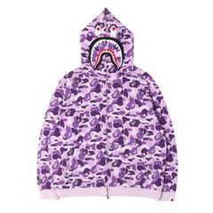 A BATHING APE シャークパーカー パープル カモ XL - メルカリ