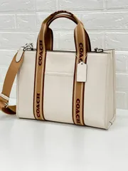 【良品】COACH コーチ 2way スミストート レザー ロゴ トートバッグ アイボリー ブラウン No.7195のサムネイル