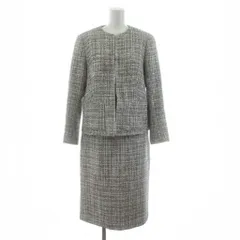 セオリーリュクス theory luxe 19AW MULTI COLOR TWEED ASTA KIDDI スーツ セットアップ ツイード ノーカラージャケット タイトスカート ひざ丈 40 ベージュ 青 ブルー 黒 ブラック /KU ▲Hのサムネイル