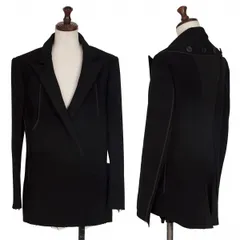 ヨウジヤマモト ファムYohji Yamamoto FEMME 異素材切替アウトシームデザインジャケット 黒1のサムネイル