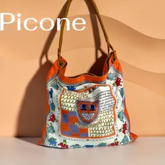 PICONE エコバッグ オレンジ 象柄 スカーフ柄 ショルダーバッグのサムネイル