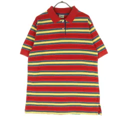 L.L.Bean エルエルビーン ボーダー柄 半袖 ポロシャツ レッド マルチカラー レディース 古着のサムネイル