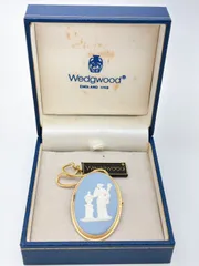 WEDGWOOD/ウェッジウッド オーバルカメオ ブローチ ゴールド ブルージャスパー ヴィンテージ アンティーク 箱付 MN242のサムネイル