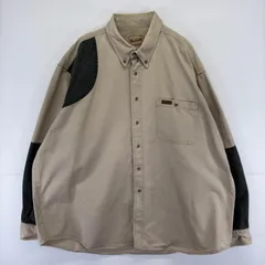 古着 ウールリッチ WOOLRICH 長袖シャツ ボタンダウン 胸ポケット ハンティング ツートンカラー エルボーパッチ 2XL  ベージュ メンズのサムネイル