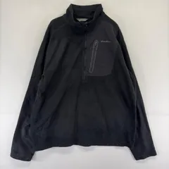 古着 エディー・バウアー Eddie Bauer トレーナー ハーフジップ ワンポイント プルオーバー フリース 大きいサイズ XL  ブラック メンズのサムネイル