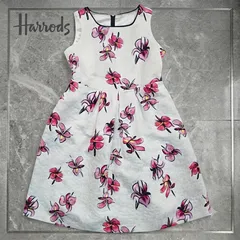 美品  Harrods   ハロッズ   フラワー  フレアワンピース  サイズ1   ホワイトのサムネイル