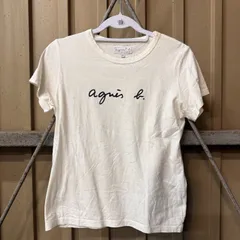 アニエスベー agnes b. ロゴプリント半袖Tシャツ オフホワイト クルーネック カットソー フロントロゴ ショートスリーブ トップス デイリーウェア 丸首のサムネイル