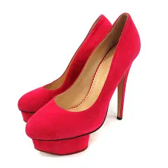 シャーロットオリンピア CHARLOTTE OLYMPIA パンプス ハイヒール ピンヒール 15cm スエード プレーントゥ 36.5 23.5cm ピンク /KHのサムネイル
