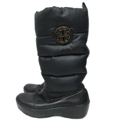 トリーバーチ TORY BURCH ロゴプレート ダウンブーツ ロングブーツ シューズ 黒 ブラック 約21.5㎝ IBO88のサムネイル