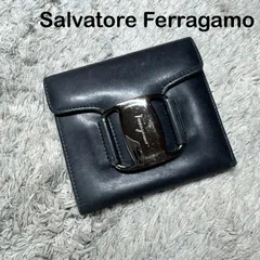 Salvatore Ferragamo フェラガモ 三つ折り財布 ヴァラ 金具 コンパクト レザー 黒のサムネイル