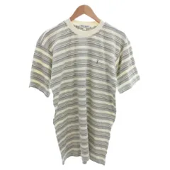 イヴサンローラン YVES SAINT LAURENT Tシャツ カットソー ロゴ 刺繍 ボーダー 半袖 L 白 ホワイト グレー /FFのサムネイル
