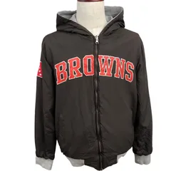 NFL/エヌエフエル ジップアップパーカー リバーシブル フーディー BROWNS フロント刺繡 ブラウン グレー オレンジのサムネイル