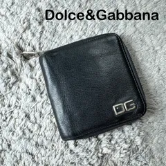 DOLCE&GABBANA ドルチェ＆ガッバーナ DGロゴ レザー ラウンドファスナー 二つ折り財布 ブラックのサムネイル
