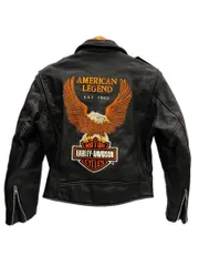 ハーレーダビッドソン HARLEY-DAVIDSON イーグル 刺繍 ダブルライダース ジャケット レザー 黒 サイズ36 ジャケット ブラック 101MT-6590のサムネイル