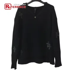 CHROME HEARTS クロムハーツ ニット クロスパッチ レザーパッチ 革タグ カシミヤ ブラックのサムネイル