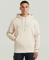 ジースター メンズ アウター パーカー・スウェット 刺繍 ロゴ グラフィック GStaraw Mens Embroidered Logo Graphic Hoodie Ivory Cream クリームのサムネイル