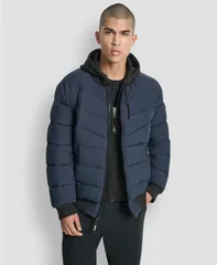 ダナ キャラン ニューヨーク メンズ アウター ジャケット・ブルゾン キルティング DKNY Mens Hooded Quilted Bomber Puffer Jacket Navy ネイビーのサムネイル