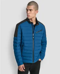 ダナ キャラン ニューヨーク メンズ アウター ジャケット・ブルゾン キルティング DKNY Mens Moto Quilted Puffer Jacket Poseidonのサムネイル