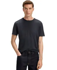 ヒューゴボス レディース トップス Tシャツ リネン Hugo Boss BECKHAM x BOSS Mensoft Linen RegularFitShirt Dark Blue ブルーのサムネイル