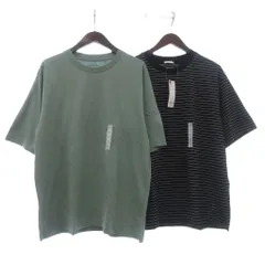 ジーユー GU タグ付き 2点 セット Tシャツ カットソー 5分袖 黒 ブラック 緑 グリーン Mのサムネイル