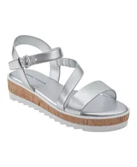 マークフィッシャー レディース シューズ パンプス サンダル Marc Fisher Womens Grandie Treaded Flatform Wedge Sandals Silver シルバーのサムネイル