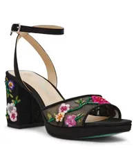 ベッツィジョンソン レディース シューズ サンダル アンクル Betsey Johnson Womens Kenni Ankle Strap Dressandals Black Floral Multのサムネイル