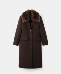 マンゴ レディース アウター ジャケット・ブルゾン ウール コート MANGO Womens Fur Collar Wool Coat Chocolate チョコレートのサムネイル