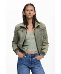 デジグアル レディース アウター ジャケット・ブルゾン Desigual Womenshort jacket with waistband Black ブラックのサムネイル