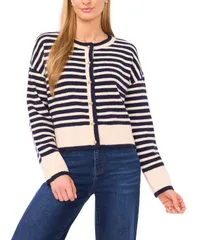 セセ レディース アウター ニット・セーター カーディガン 長袖 CeCe Womenstriped LongSleeve Cardigan Sweater Classic Navy ネイビーのサムネイル