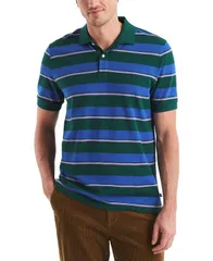ナウティカ メンズ トップス ポロシャツ Nautica Mens Striped ClassicFit Deck Polo Shirt Deep Spruce ストライプのサムネイル
