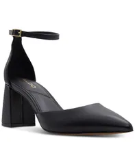 アルド レディース シューズ サンダル アンクル ヒール ALDO Womens Jan PointedToe AnkleStrap BlockHeel Pumps Black Leather ブラッのサムネイル