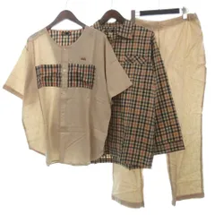 ダックス DAKS 3点 セット パジャマ ルームウェア 部屋着 ハウスチェック 長袖 半袖 パンツ L ベージュのサムネイル