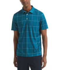 ナウティカ メンズ トップス ポロシャツ Nautica Mens Short Sleeve Windowpane Golf Polo Shirt Blue Coral ブルーのサムネイル