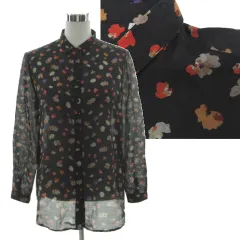 マレーラ MARELLA シルクコットン花柄シアーブラウス 311607770 スモールカラー 長袖 ブラック 黒 マルチカラー 44 大きいサイズのサムネイル