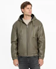 ゲス メンズ アウター ジャケット・ブルゾン GUESS Mens Hooded FullZip Jacket Oak Shadeのサムネイル