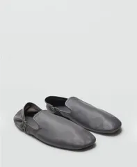 マンゴ レディース シューズ パンプス レザー MANGO Womens Leather Gathered Shoes Gray グレーのサムネイル