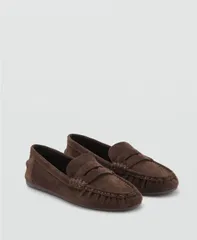 マンゴ レディース シューズ パンプス ギャザー スエード MANGO Womens Ruched Toe Suede Shoes Chocolate チョコレートのサムネイル