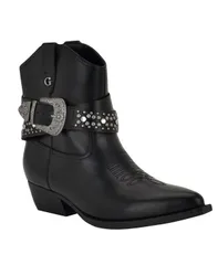 ゲス レディース シューズ ブーツ・レインブーツ GUESS Womens Lansly Embellished Buckle Western Booties Black ブラックのサムネイル