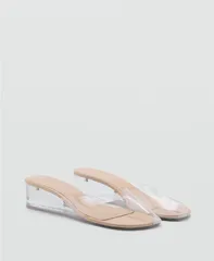 マンゴ レディース シューズ サンダル MANGO Womens Transparent Vinyl Wedge Sandals Nudeのサムネイル