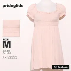 新品 prideglide ワンピース チュニック　半袖　スクエアネック　ギャザー　シャーリング　かわいい　フェミニン　綿混のサムネイル