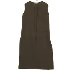 美品 CELINE セリーヌ by Phoebe Philo フィービー期 カシミヤ100％ ロング ベスト カーディガン コーディガン コート ノースリーブ カーキ 34 レディース 【中古】のサムネイル