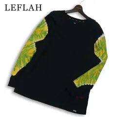 LEFLAH レフラー 通年★ 長袖 スリーブ プリント カットソー ロンTシャツ Sz.L メンズ 黒のサムネイル