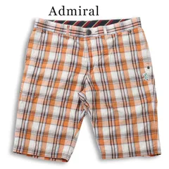 Admiral GOLF アドミラル ゴルフ 春夏★ チェック柄 ロゴ刺繍 ワッペン メッシュ スラックス ショート パンツ Sz.L メンズのサムネイル