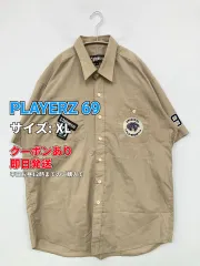 PLAYERZ 69 シャツ/ブラウス XL ベージュ コットン 刺繍 ミドル丈 半袖 レギュラーカラー メンズのサムネイル