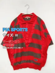 PIA SPORTS ピアスポーツ ポロシャツ Ⅲ レッド ボーダー柄 半袖 メンズのサムネイル