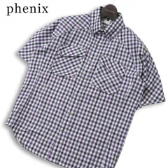 phenix フェニックス 春夏★ 半袖 チェック ロゴ刺繍 切替 シャツ Sz.M メンズ アウトドアのサムネイル
