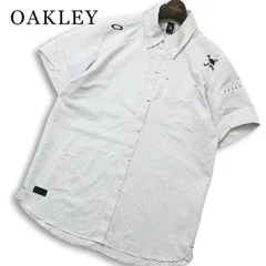 OAKLEY オークリー スカルコレクション 半袖 ストライプ スカル刺繍 BD ボーダー シャツ 大きいサイズ Sz.XL メンズ ゴルフのサムネイル
