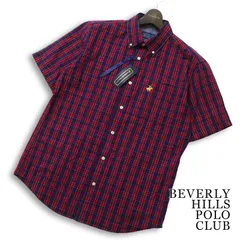 【新品 未使用】 BEVERLY HILLS POLO CLUB ビバリーヒルズポロクラブ 半袖 麻混 リネン★ BD チェック シャツ Sz.L メンズのサムネイル